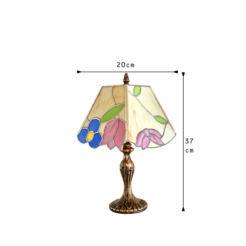 Lampe de table en vitrail vintage