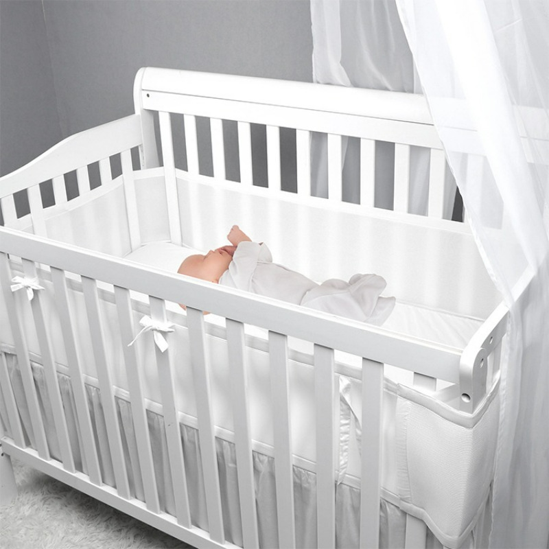 Krippenschutz Baby Antikollisionsbett Zaun Atmungsaktiv Abnehmbare und waschbare Krippenstoßstange