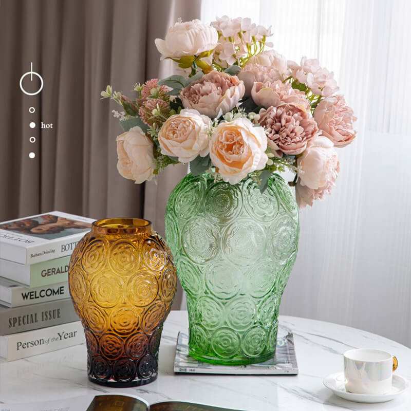 Vase en verre gaufré ambré