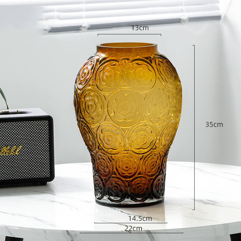 Vase en verre gaufré ambré