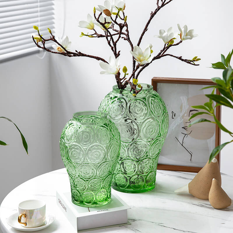 Vase en verre gaufré ambré