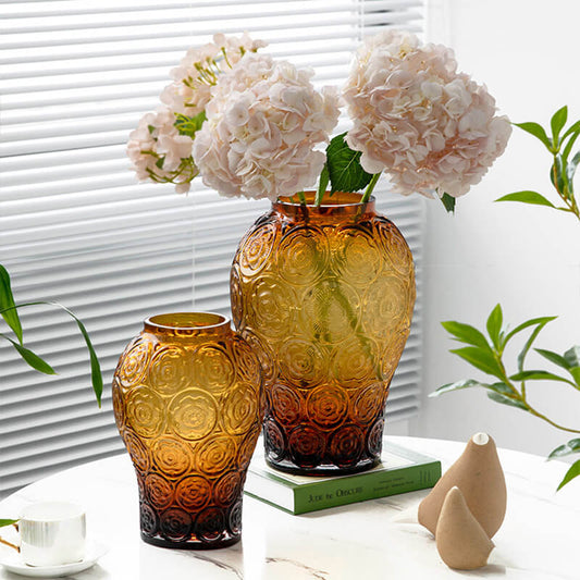 Vase en verre gaufré ambré