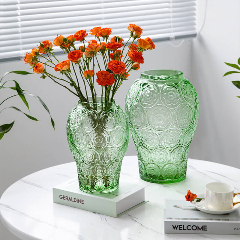 Vase en verre gaufré ambré