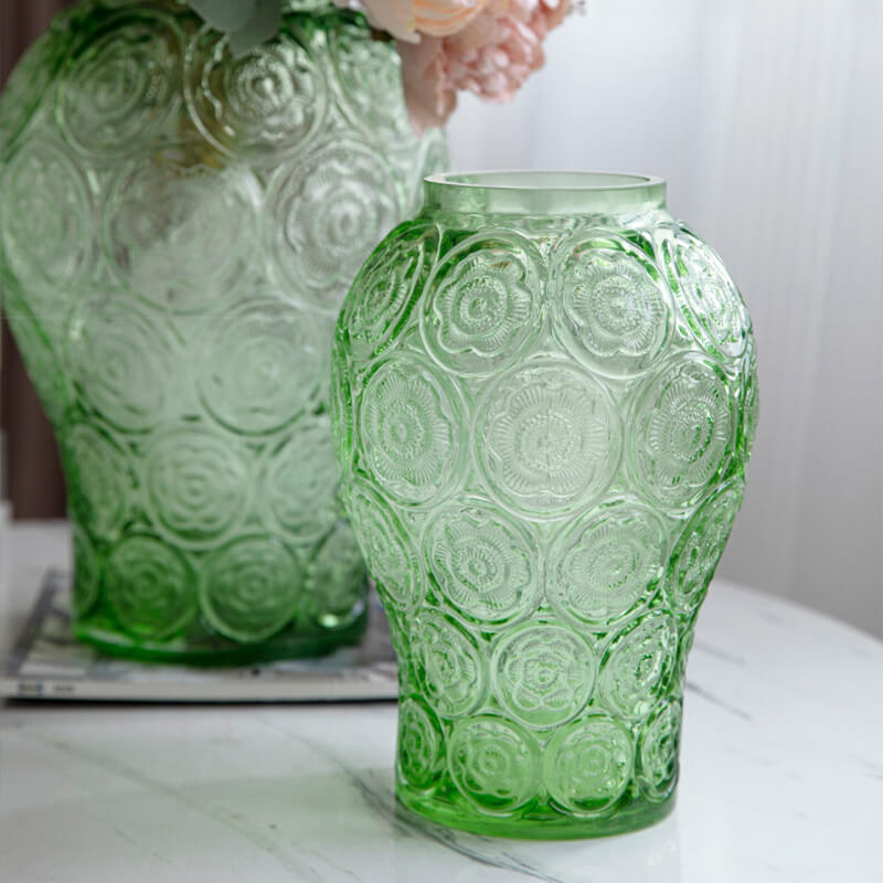 Vase en verre gaufré ambré