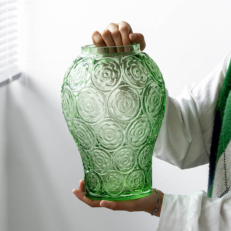 Vase en verre gaufré ambré