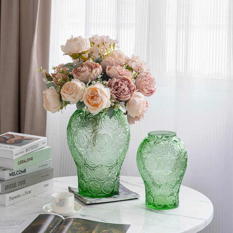 Vase en verre gaufré ambré