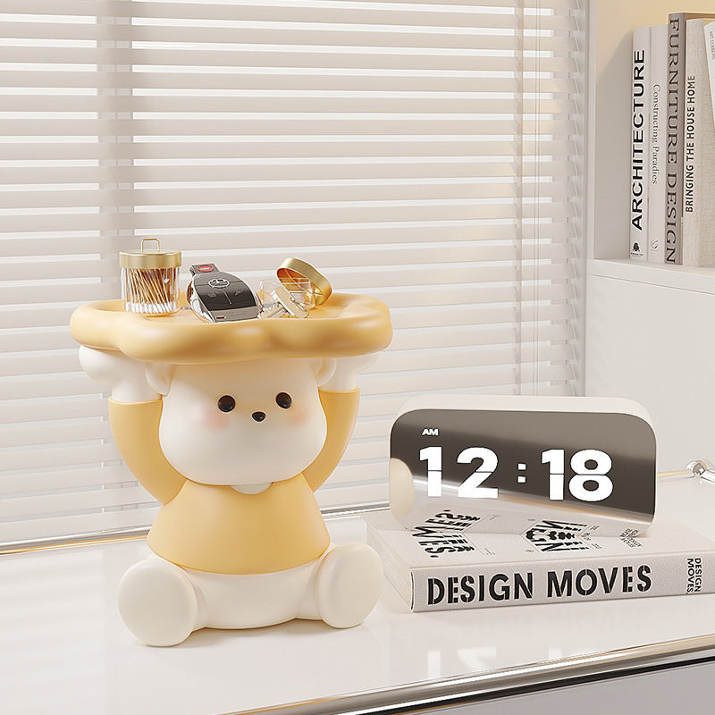 Bear Holding Flowers Storage Tray