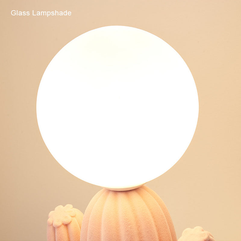 Tischlampe aus Kunstharz mit Kaktusmotiv