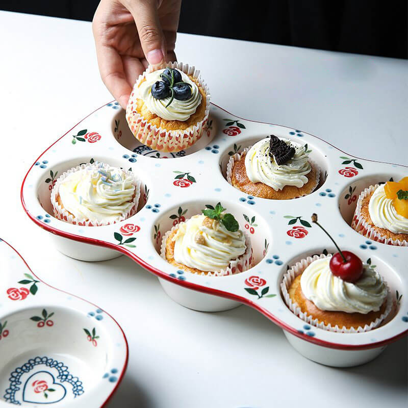 Cherry Print Ceramic Cake Baking Pan