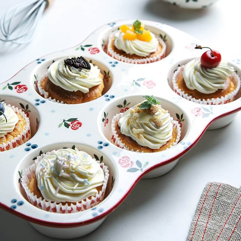 Cherry Print Ceramic Cake Baking Pan