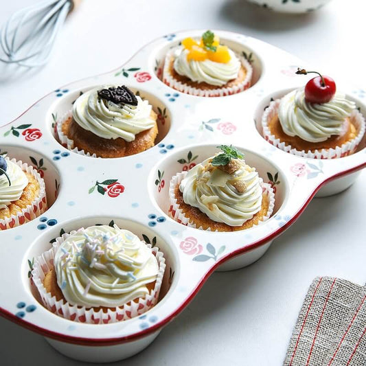 Cherry Print Ceramic Cake Baking Pan