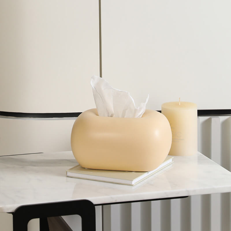 Cremefarbene Taschentuchbox aus Keramik