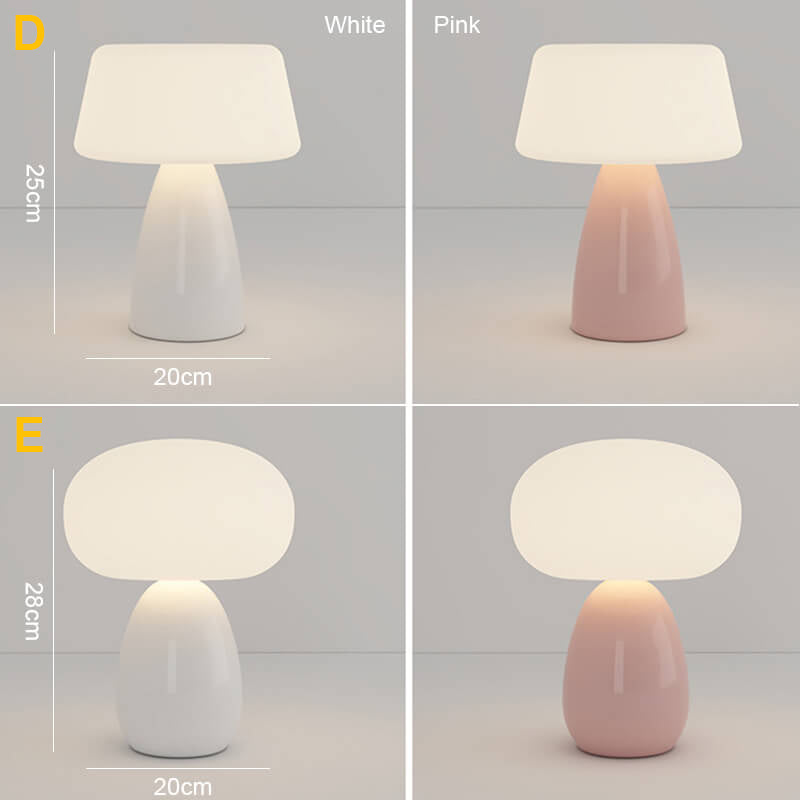 Cremefarbene Tischlampe mit Pilzmotiv