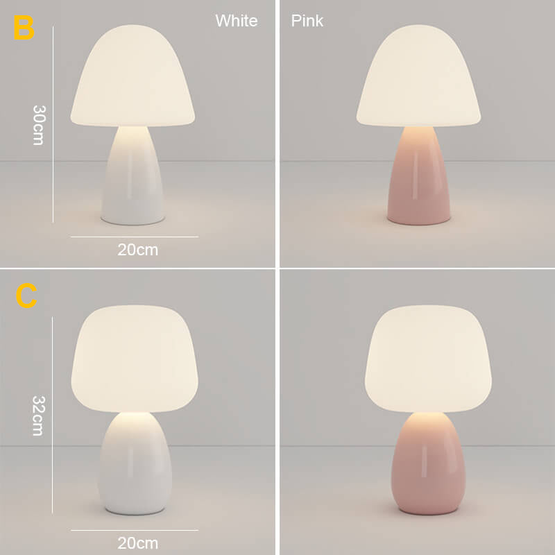 Cremefarbene Tischlampe mit Pilzmotiv