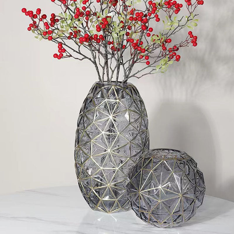 Creative Hydrangea Gold-Painted Glass Vase