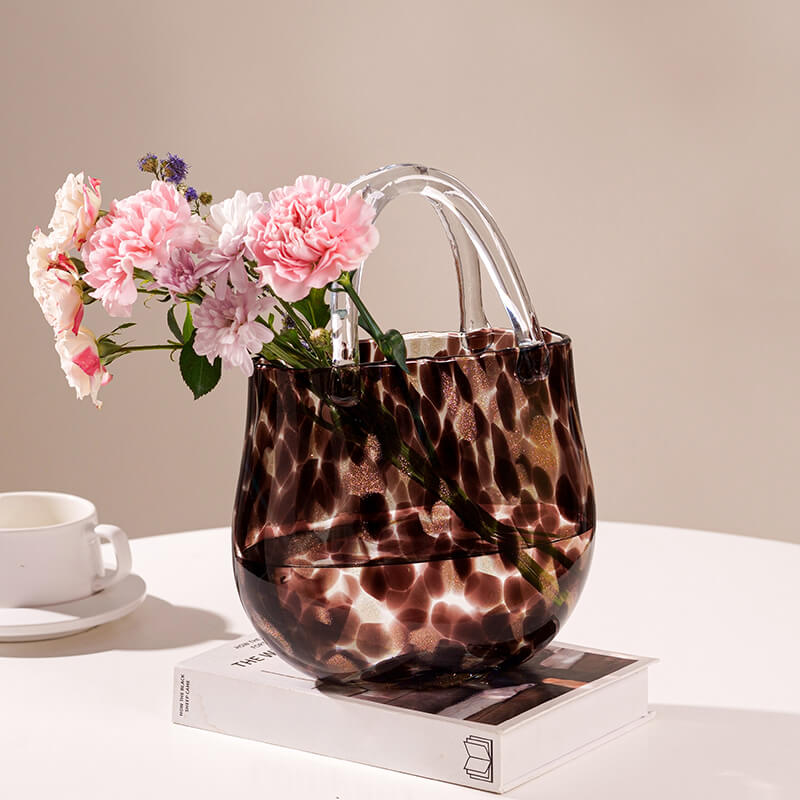 Vase en verre créatif motif léopard