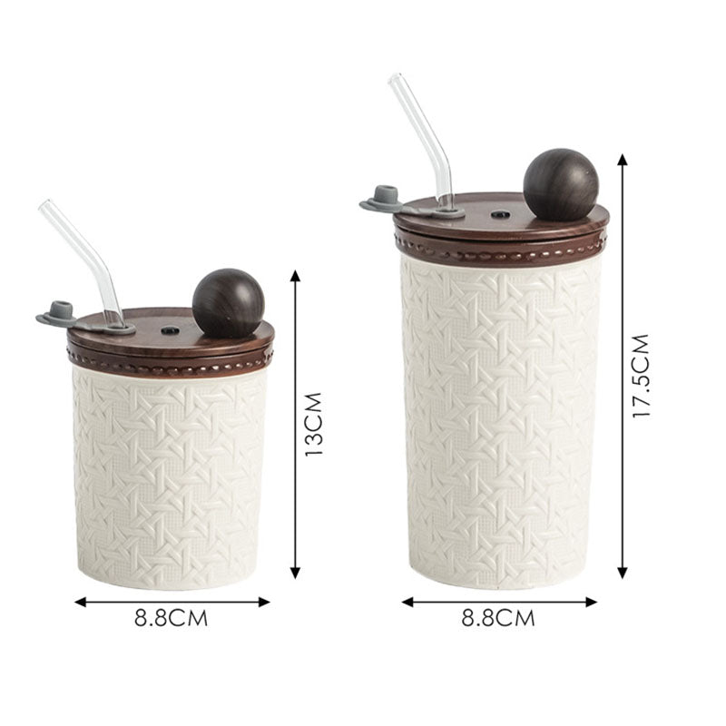 Creative Rattan-Patterned Ceramic Cup