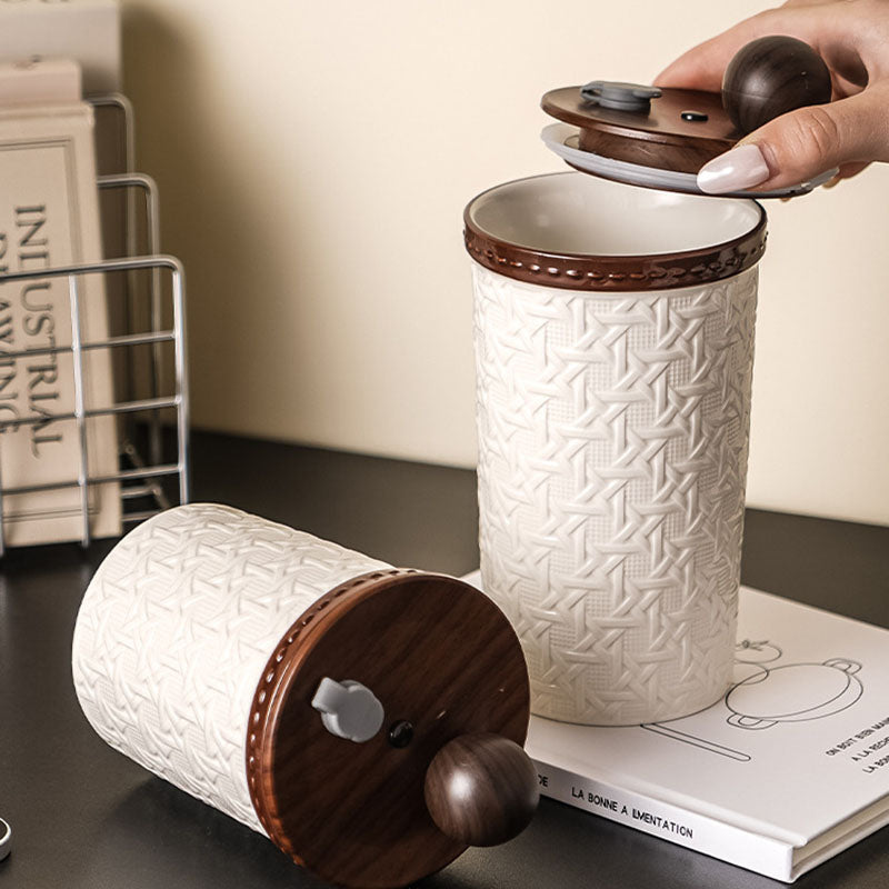 Creative Rattan-Patterned Ceramic Cup