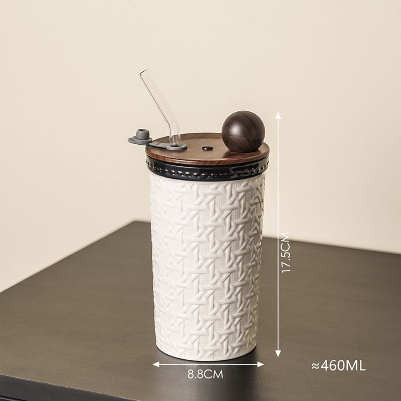 Creative Rattan-Patterned Ceramic Cup