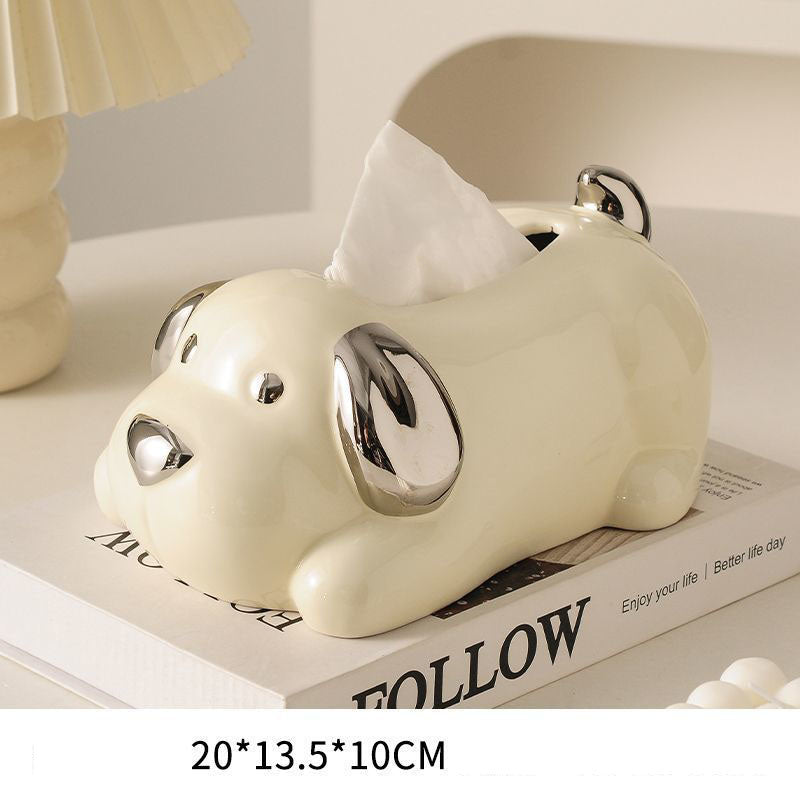 Creative Cute Dog Ceramic Tissue Box