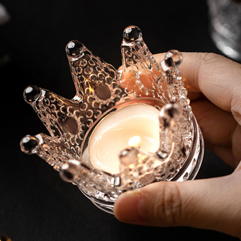 Crown Glass Candle Holder