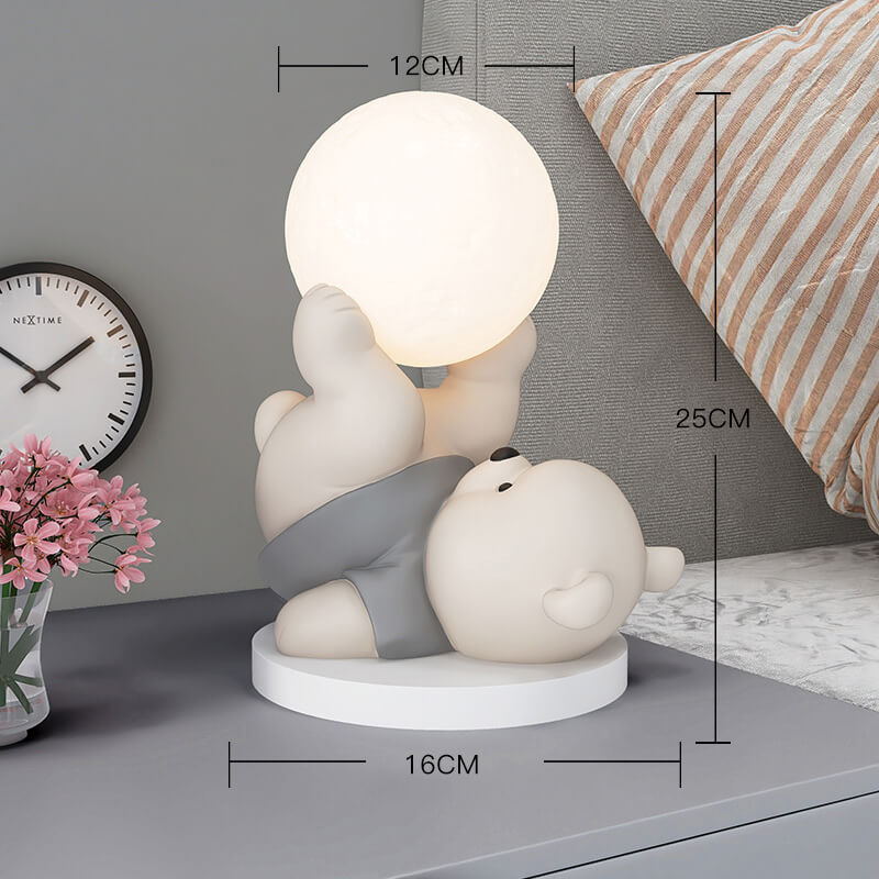 Süße Nachtlampe aus Kunstharz mit Bärenmotiv