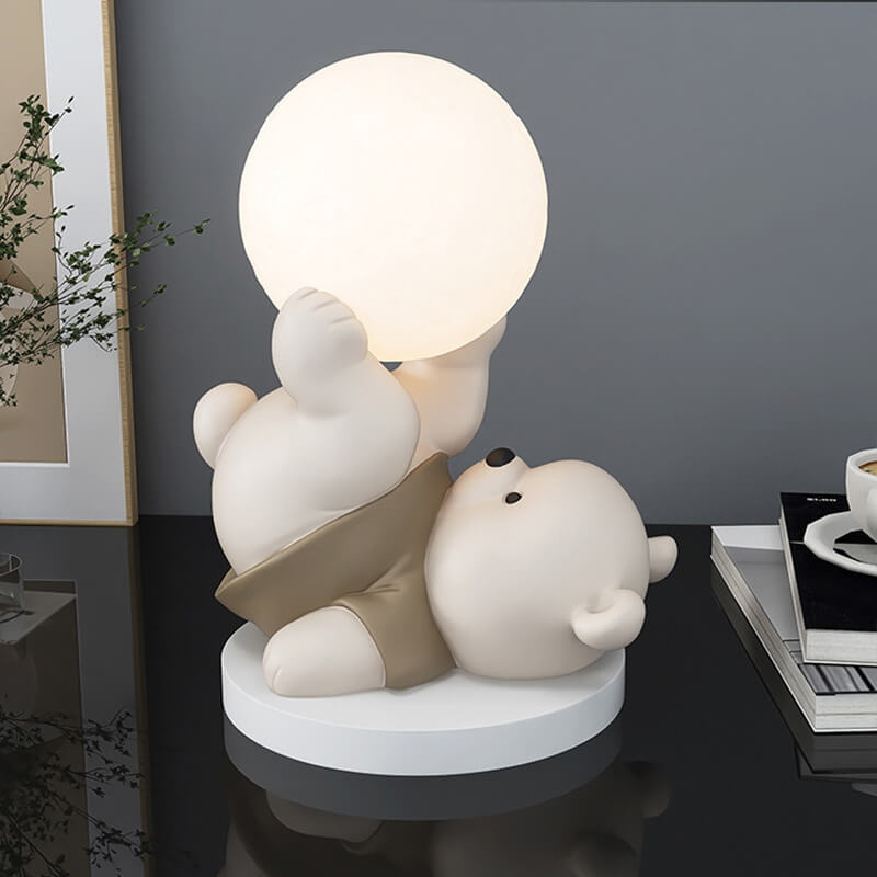 Süße Nachtlampe aus Kunstharz mit Bärenmotiv