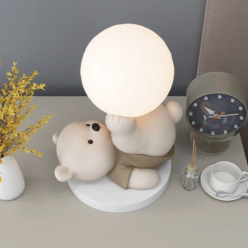 Süße Nachtlampe aus Kunstharz mit Bärenmotiv