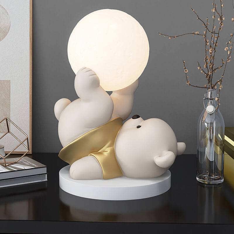 Süße Nachtlampe aus Kunstharz mit Bärenmotiv
