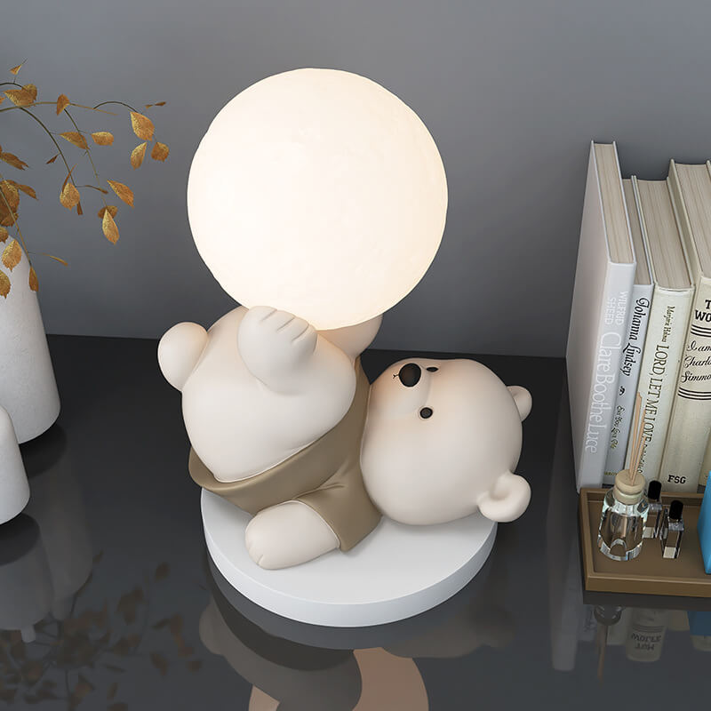 Süße Nachtlampe aus Kunstharz mit Bärenmotiv