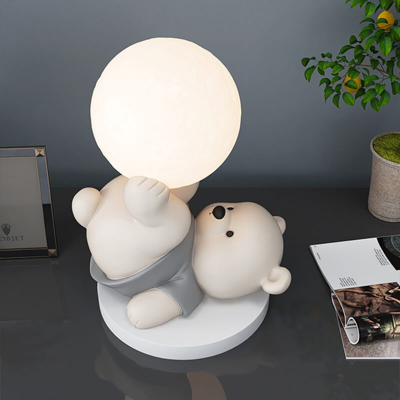 Süße Nachtlampe aus Kunstharz mit Bärenmotiv