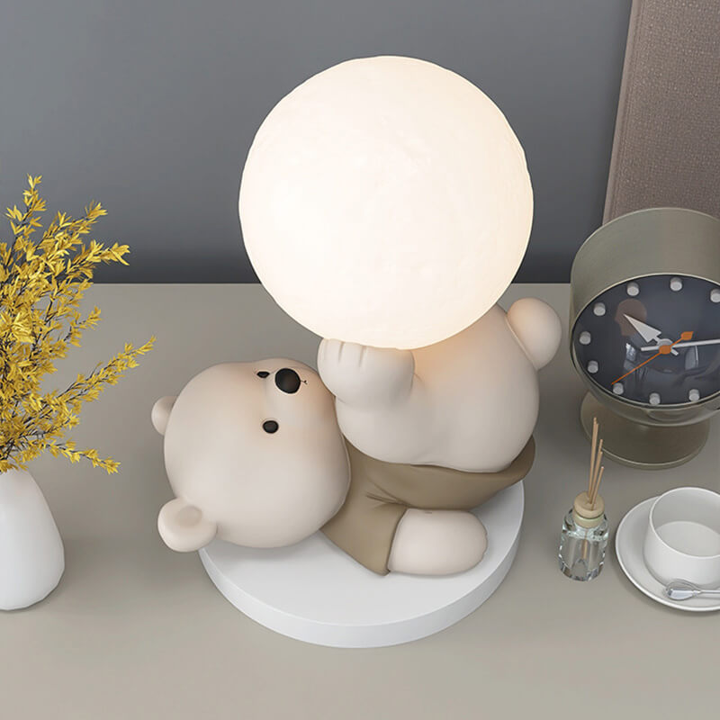 Süße Nachtlampe aus Kunstharz mit Bärenmotiv
