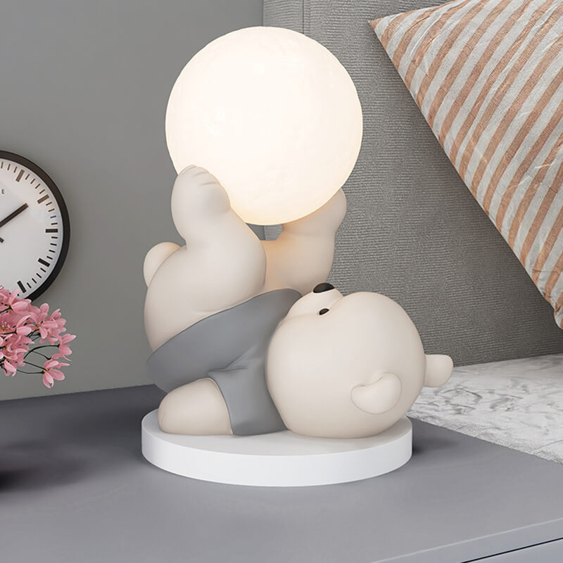 Süße Nachtlampe aus Kunstharz mit Bärenmotiv