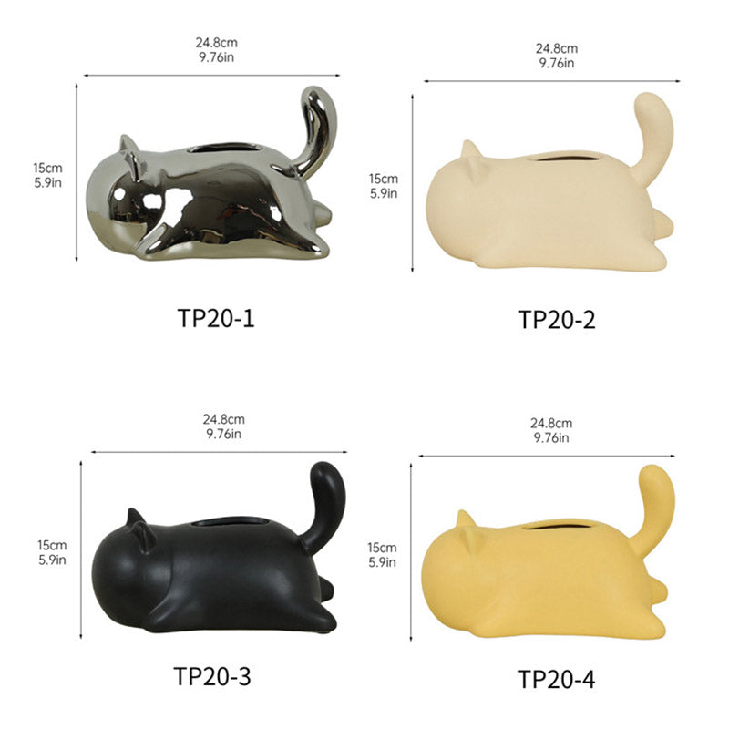 Cute Cat Ceramic Tissue Box