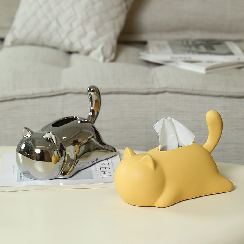 Cute Cat Ceramic Tissue Box