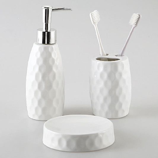Diamond Pattern Ceramic Bathroom Set