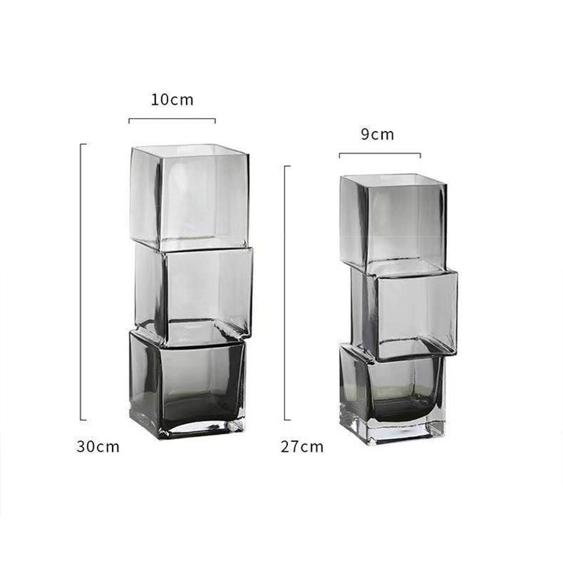 Vase carré en verre disloqué