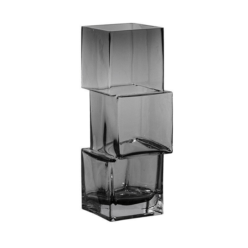 Vase carré en verre disloqué