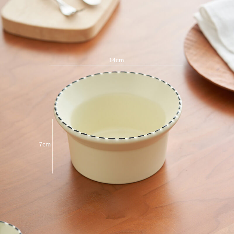 Dotted Line Embossed Ceramic Baking Bowl