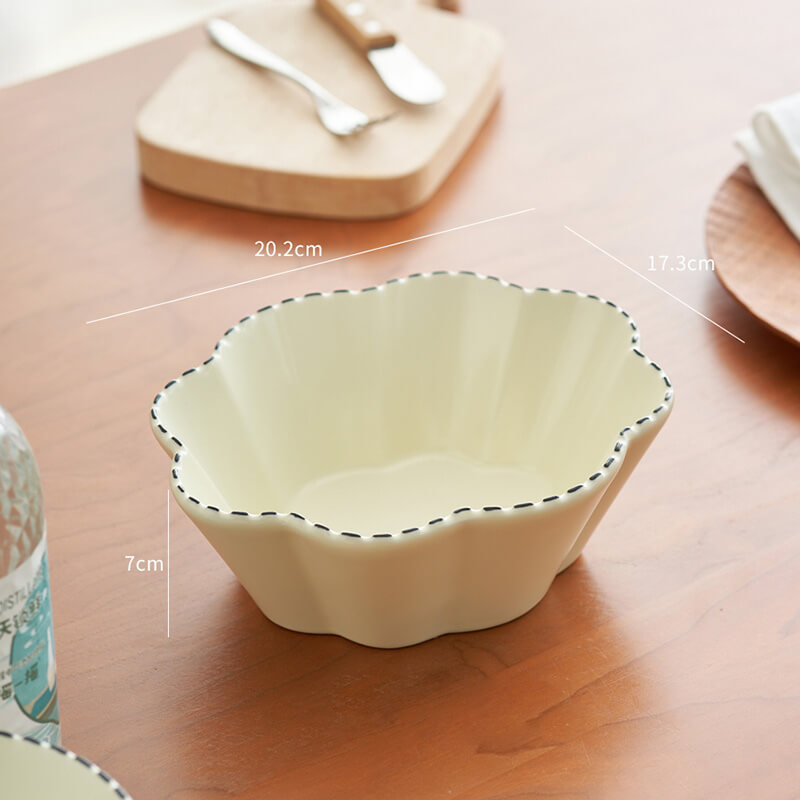 Dotted Line Embossed Ceramic Baking Bowl