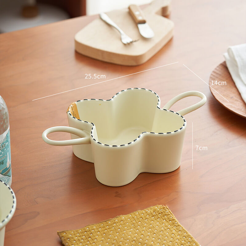 Dotted Line Embossed Ceramic Baking Bowl