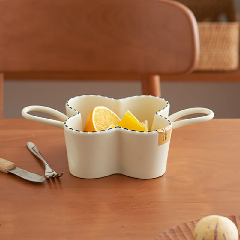 Dotted Line Embossed Ceramic Baking Bowl