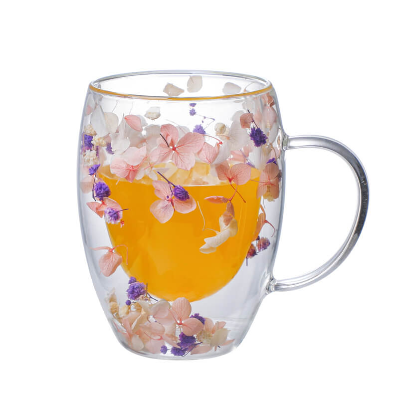 Doppelter Flow Sandblumenbecher aus Glas