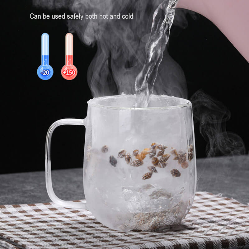 Doppelter Flow Sandblumenbecher aus Glas