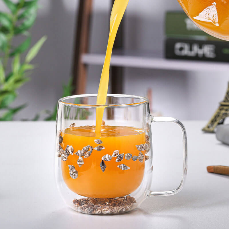 Doppelter Flow Sandblumenbecher aus Glas