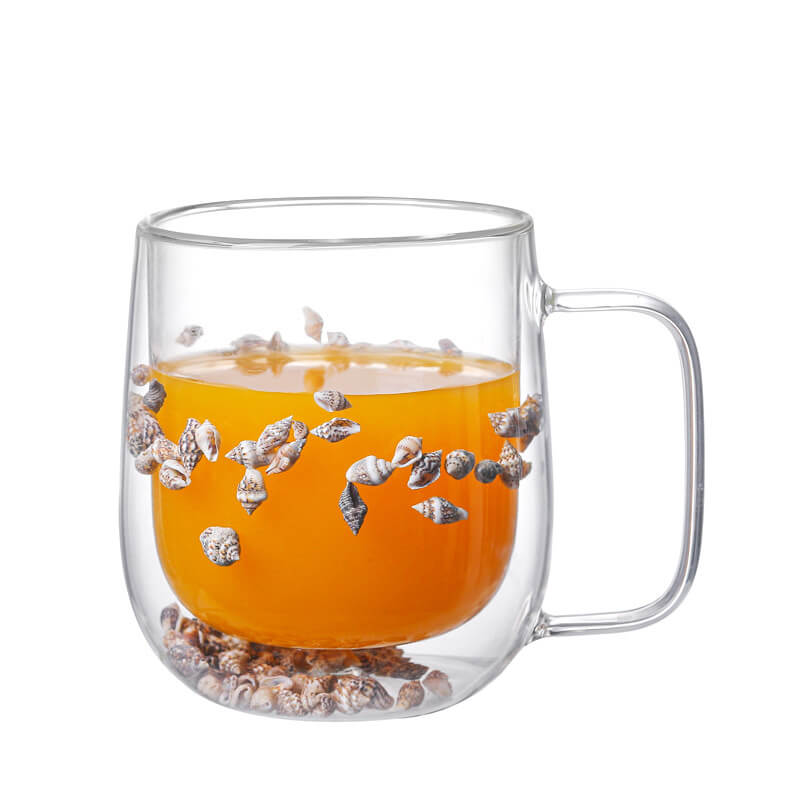Doppelter Flow Sandblumenbecher aus Glas