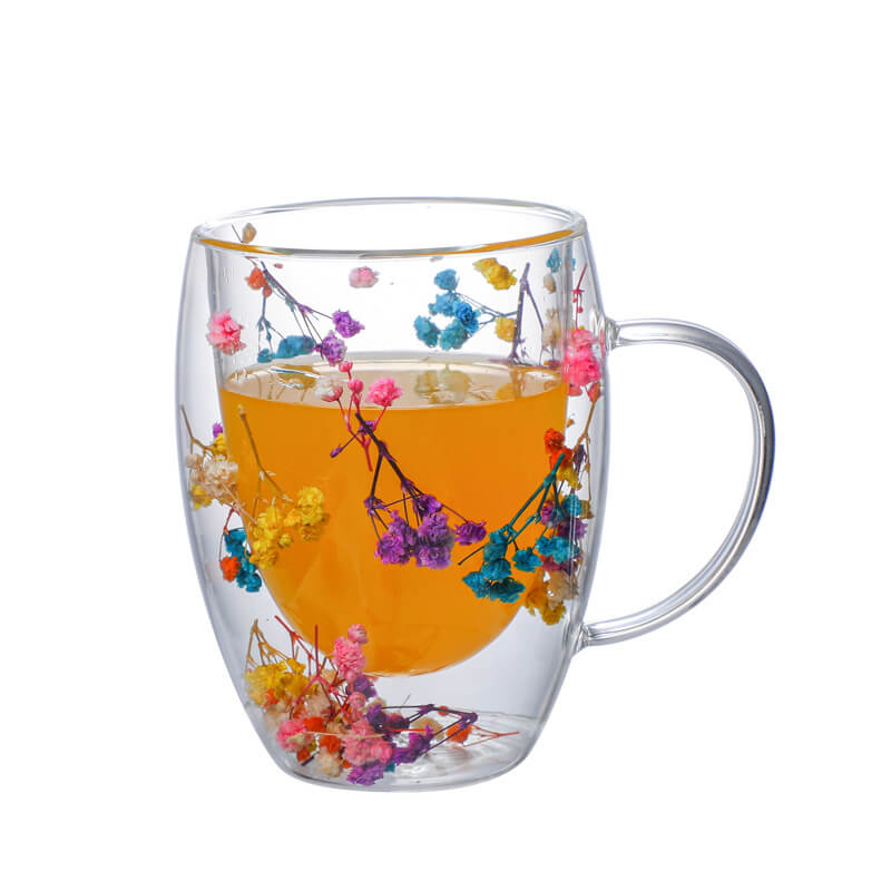 Doppelter Flow Sandblumenbecher aus Glas