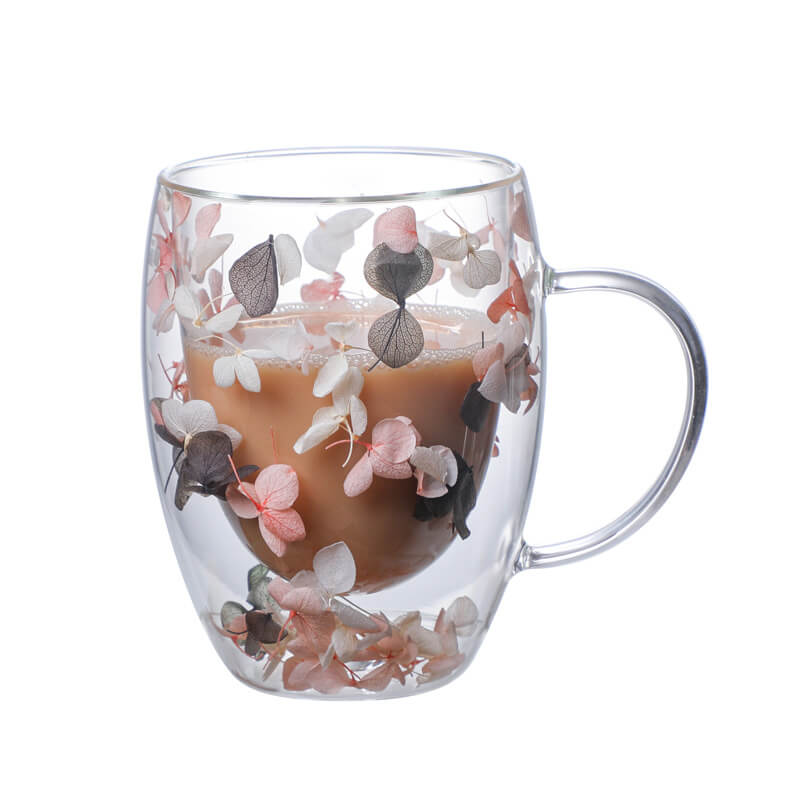 Doppelter Flow Sandblumenbecher aus Glas