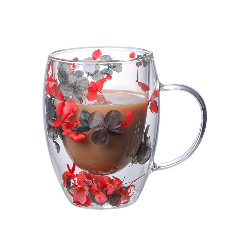 Doppelter Flow Sandblumenbecher aus Glas