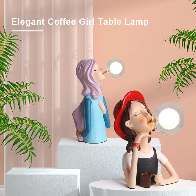 Elegante Coffee Girl Tischlampen